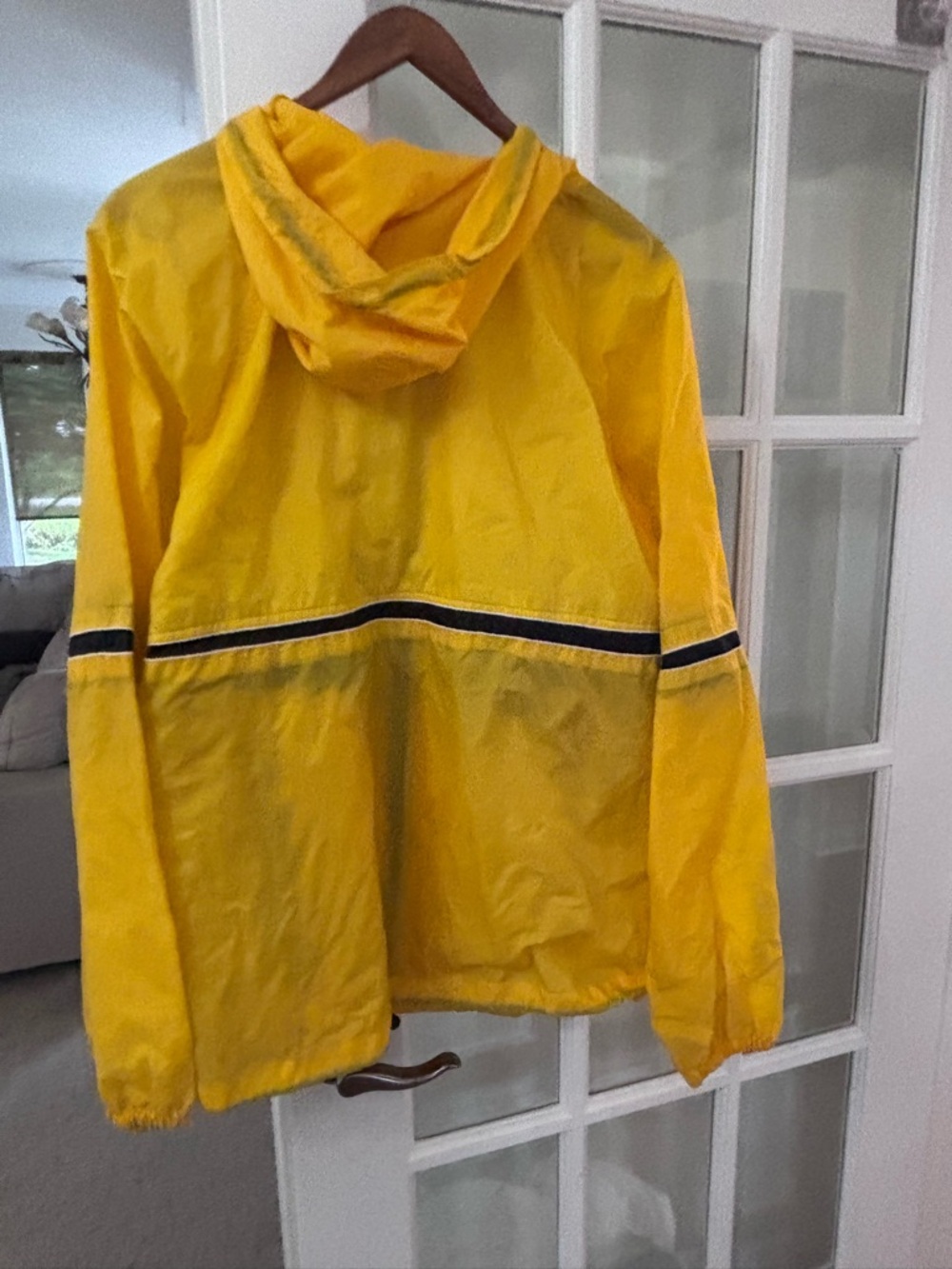 Yellow Hooded Rain Jacket for Men - Lightweight Waterproof Windbreaker - Picture 4 of 4